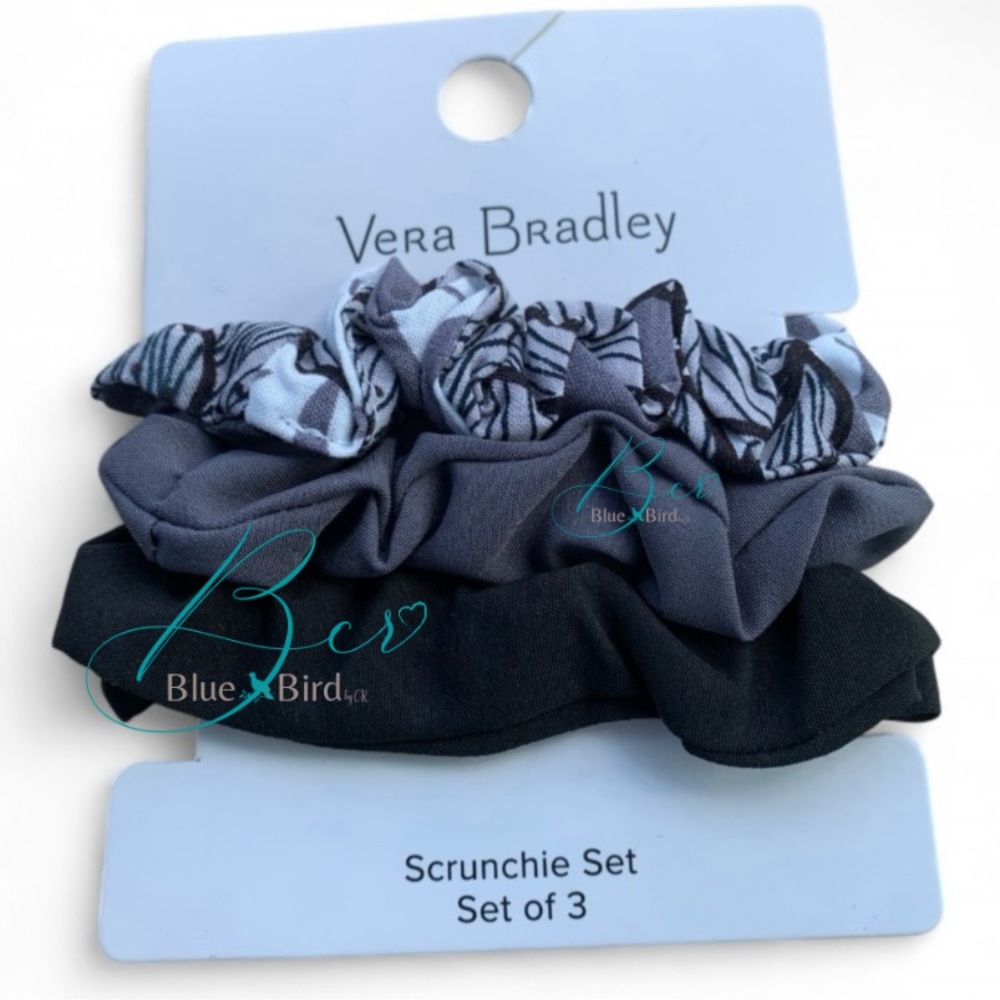 Vera Bradley Black and Gray Scrunchie Set - Picture 3 of 4